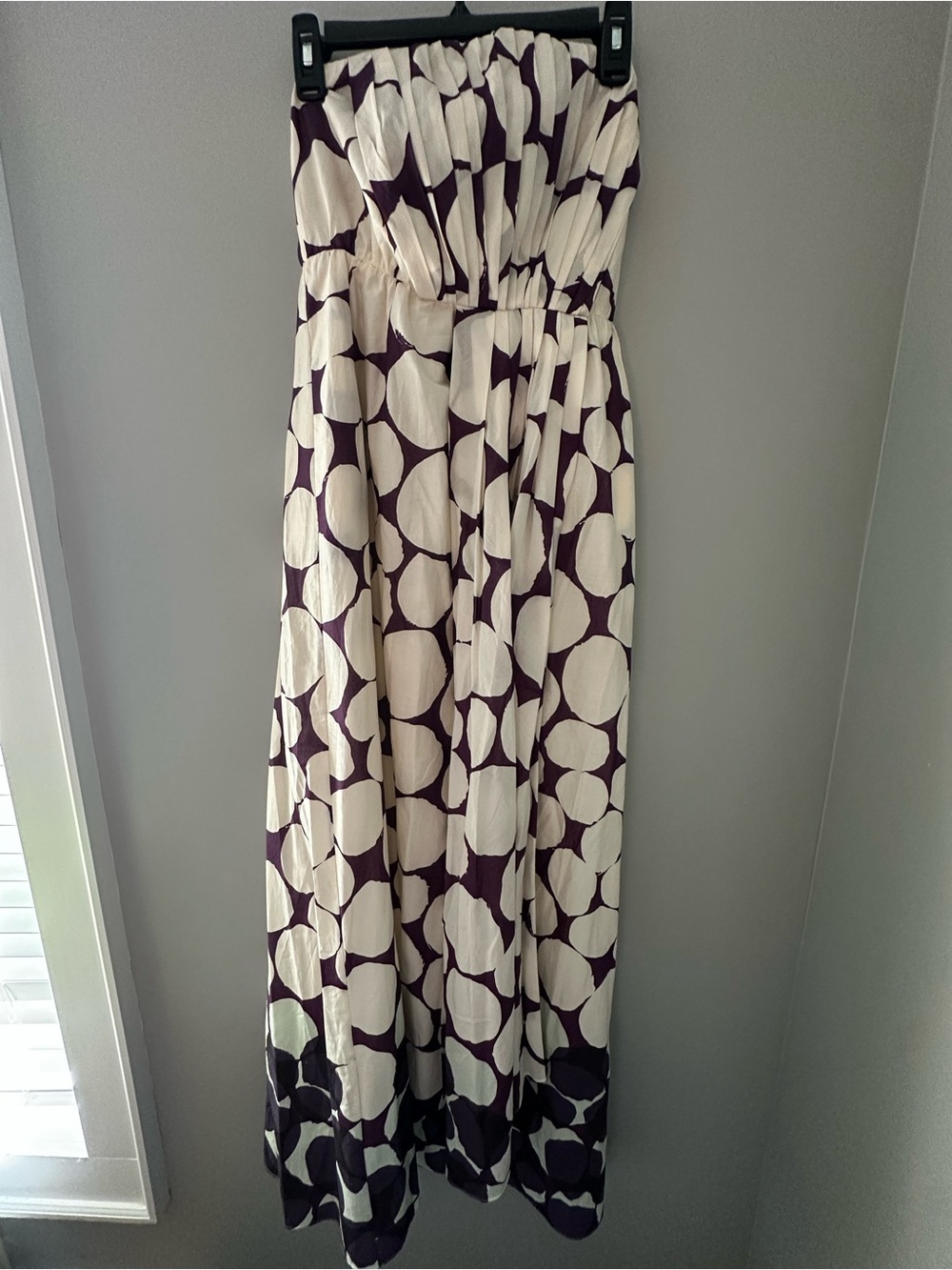 J.Crew NWT Strapless Cotton Maxi Dress Purple Ivory Print Size 4